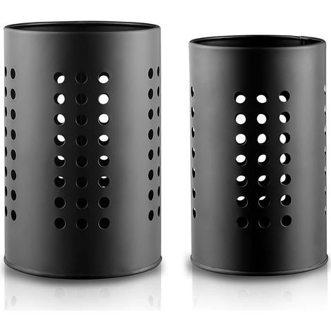 Ecleanfy - Étagère à ustensiles de cuisine de comptoir, ensemble de 2 pièces, panier à couverts en acier inoxydable noir (1/5)
