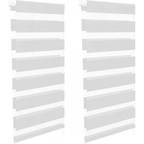 Lot de 2 stores enrouleurs zébrés jour nuit l.55 x H. max 170 CM blancs (1/5)