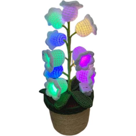 Lampe de chevet Shimmernest Lilyglow Flowers, motif muguet vintage, fleur artificielle au crochet avec dix petites lumières pour la décoration intérieure (1/5)