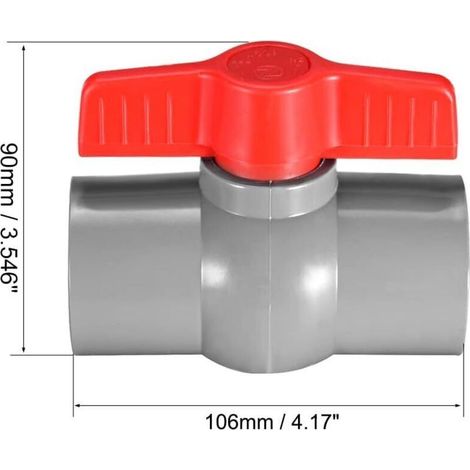 Vanne à bille en PVC 40 mm pour tuyau d'alimentation en eau connexion à glissière gris 2 pièces (1/2)