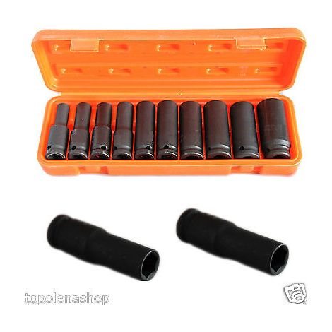 KIT SET 10 BUSSOLE 1/2" ESAGONALI PER AVVITATORE PISTOLA PNEUMATICA DA 10 A 24MM