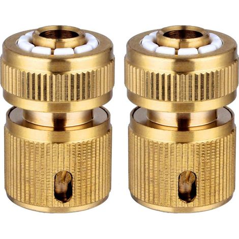 2 Pièce Raccords Rapide Tuyau d'arrosage en Laiton, Rapide Raccord Connecteurs pour Tuyau d’arrosage dans Le Jardin 1/2" Quick Connectors (1/5)