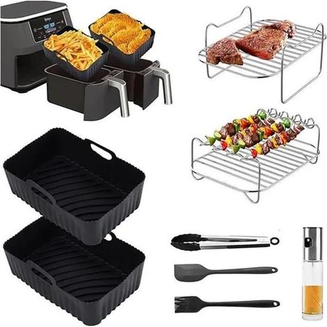 Accessori per friggitrice ad aria calda - FOLAYA - AF500EU - 8 pezzi - Silicone e acciaio inossidabile - Compatibile con Ninja Foodi (1/4)