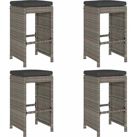 Maison Exclusive - Garten-Barhocker mit Kissen 4 Stk. Grau Poly R (1/5)