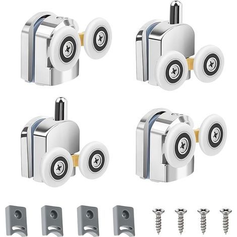 Rulli per porte doccia, confezione da 4, doppi rulli da 23 mm, resistenti e silenziosi, per porte in vetro spesse 4-6 mm (23 mm) (1/4)