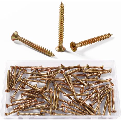 80 Pièces M3.5  35 mm Vis à Bois À Filetage Épais, Vis Cruciformes, Vis Autotaraudeuses, pour Cloisons SèChes, Meubles En Bois, Jaune (1/5)