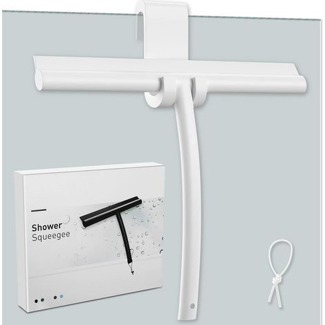 [French Days]Raclette de Douche. Raclette avec Support en Silicone Raclette Douche avec Noyau Acier Inoxy pour Salle de Bain. Verre. Porte de Douche. Raclette Vitre pour Fenêtre Voiture - Blanc