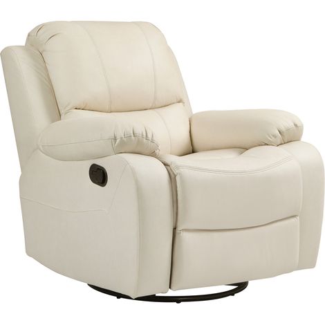 Drehbarer, verstellbarer Relaxsessel mit Fußstütze aus Polyester, Creme MODENUIT (1/5)