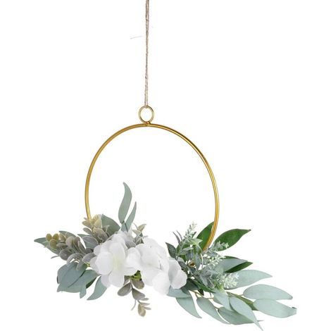 Artificial Flower Door Garland Metal Flower Garland Eucalyptus Wedding Garland Door Sign for Decorative Pendant Living Room Wall Decoration (1/5)