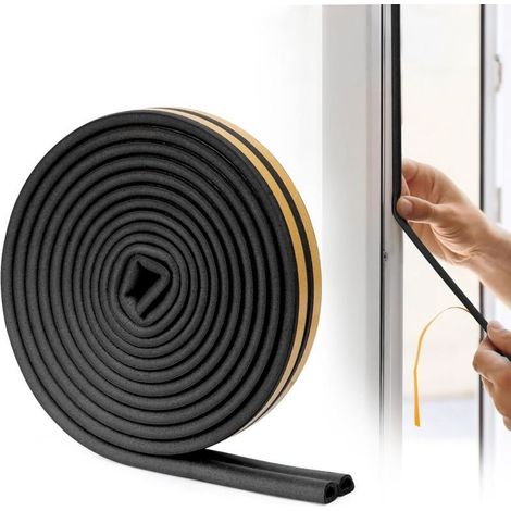 Dichtungsband Typ D für Türen und Fenster, starker Klebstoff, schall- und winddicht, 6 Meter (schwarz) (1/4)