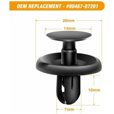 Clip en plastique universel, 100 pièces, pour Toyota/Lexus 9046707201 noir (1/4)