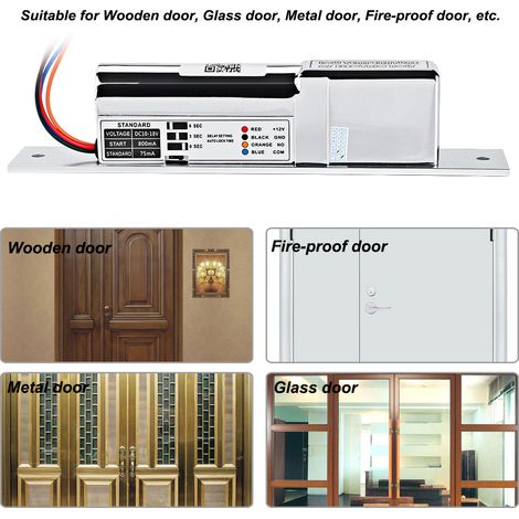 Serrure magnétique encastrable pour porte, signalisation électromagnétique, alimentation 10-18V DC (1/5)