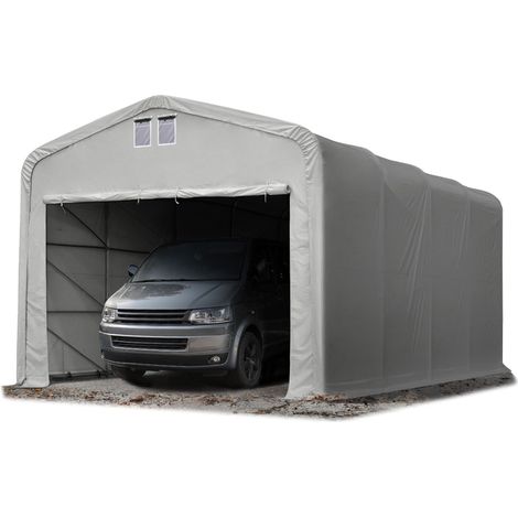 5x8m tente-garage de stockage, porte 4,1x2,5m, toile PVC d'env. 550 g/m²