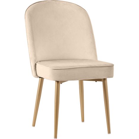 Lot de 4 chaises de salle à manger en velours beige avec pieds en métal doré, design moderne et confortable (1/5)