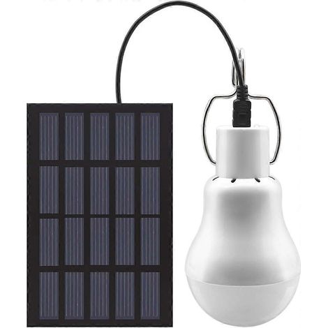 Ampoule LED solaire, lanterne portable rechargeable par USB avec crochet pour abri de jardin, jardin, camping (1/4)