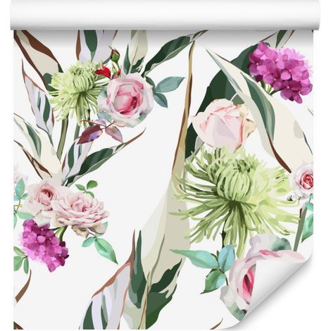 Carta da parati con rose per soggiorno e camera da letto 50x1000 cm (1/5)
