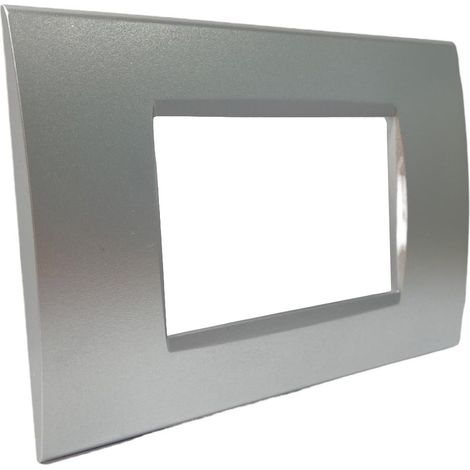 Placchetta per interruttore a 3 posti silver cassetta 503 compatibile con bticino living light supporto cover (1/2)