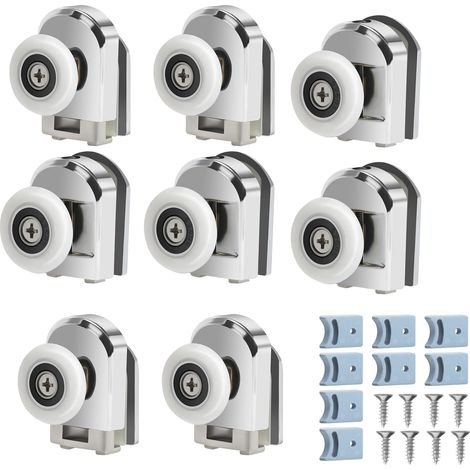 8PCS Roulette Porte Coulissante Douche, Pour Trou Verre 4-6mm, Accessoire Fixation Robuste (1/5)