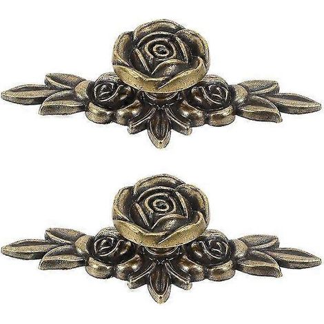 Poignées rétro sculptées en forme de rose pour meubles - Poignées de tiroir, d'armoire et de penderie en alliage de zinc - Lot de 2 (1/4)