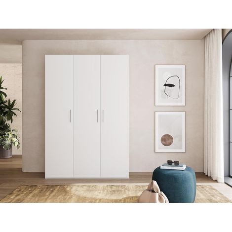 Swift Armadio Guardaroba 3 ante Camera da Letto Bianco Opaco Made in Italy L.135 P.53 H.202 cm (1/4)