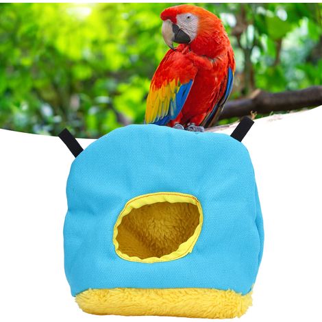 Nid d'oiseau rond et chaud, nichoir à perroquet, nid en coton chaud, hamac pour oiseau, bleu (1/5)