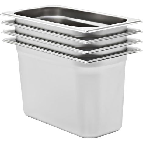Gastronormbehälter 4 Stk. GN 1/3 200 mm Edelstahl
