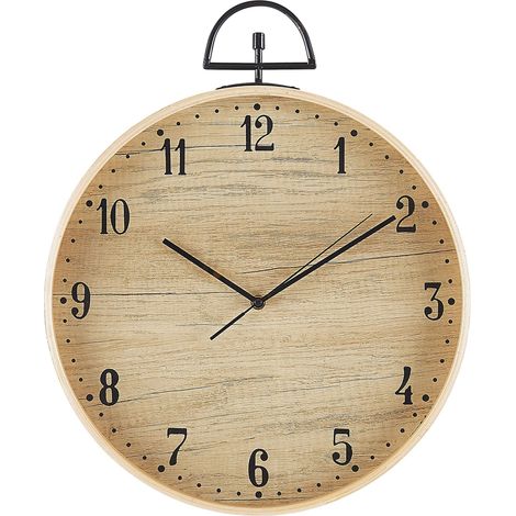 Reloj de pared redondo madera clara efecto madera 40 cm estilo vintage Opfikon