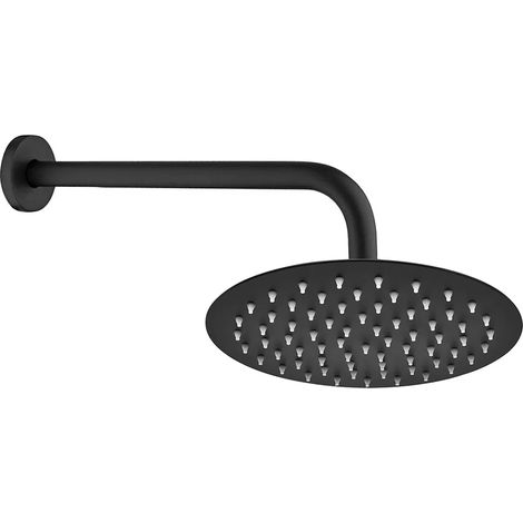 Set doccia nero opaco con braccio 33 cm e soffione tondo 25 cm (1/5)