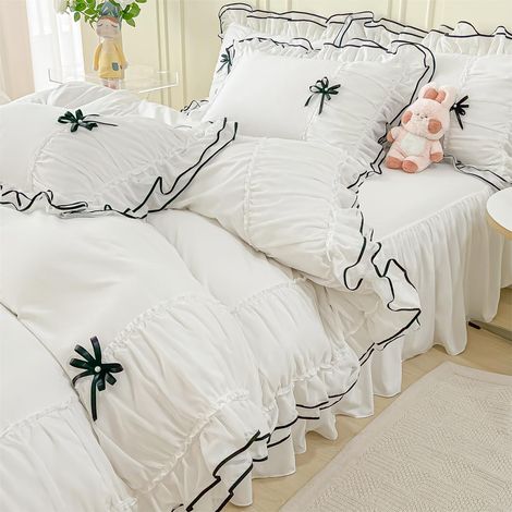 Parure de lit 3 pièces pour Enfant avec Housse de Couette Blanche et taie d'oreiller Blanc Housse de Couette Non Incluse (1/5)