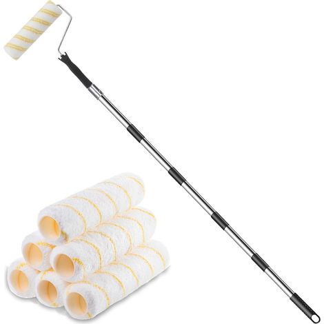 Rouleau de Peinture avec Manche Amovible étendu, Long Outil de Peinture Murale Domestique, Pinceau Mural pour Murs et plafonds (Rouleau de Peinture Le kit) (1/5)