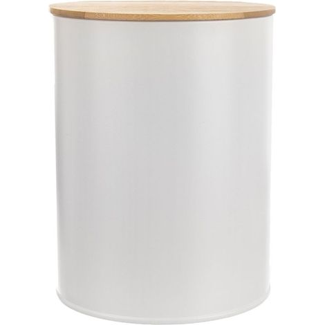Boîte à pain en métal blanc avec couvercle en bambou, 2,3 L (1/5)