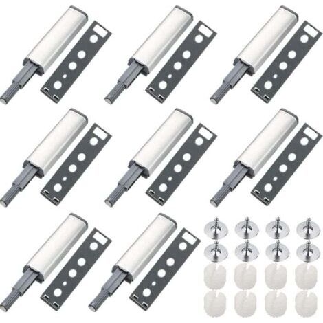 Lot de 8 loquets magnétiques à pousser/tirer pour portes de placard, loquet magnétique en métal, loquet magnétique à pousser/tirer (1/4)