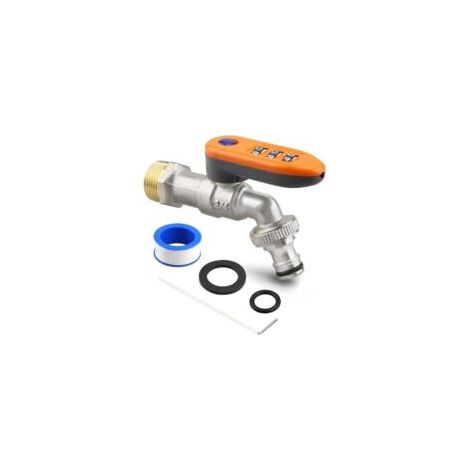 QORVA-Système de verrouillage de robinet extérieur amélioré avec poignée en laiton orange