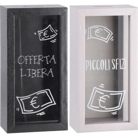 Ad Trend Salvadanaio in MDF e Vetro 10 x 6 Cm H 20 Cm Ass.– Porta Risparmi Decorativo Moderno 1 Pz