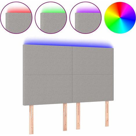 Maison Exclusive - Cabecero con luces LED tela gris claro 144x5x1 (1/5)