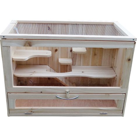 Melko Hamsterkäfig Hamsterburg Kleintier Holz Terrarium Stall Kleintierkäfig