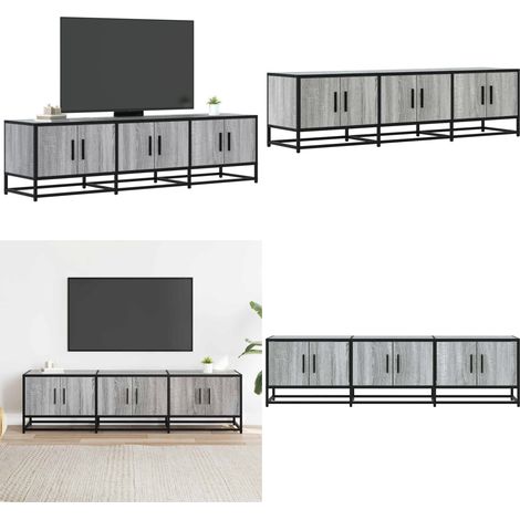 vidaXL TV-Schrank Grau Sonoma 150x35x41 cm Holzwerkstoff und Metall (1/5)