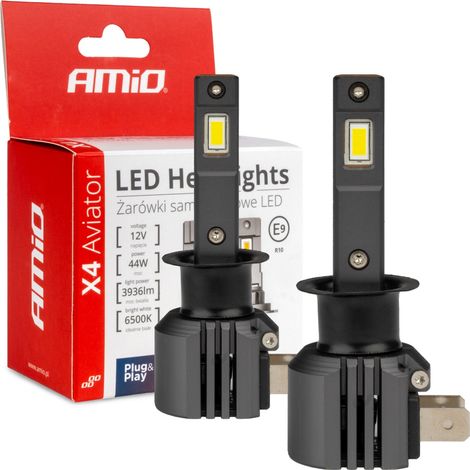 Bombillas LED para coche X4 Aviator Series H1 6500K Canbus amio-03761 (1/5)