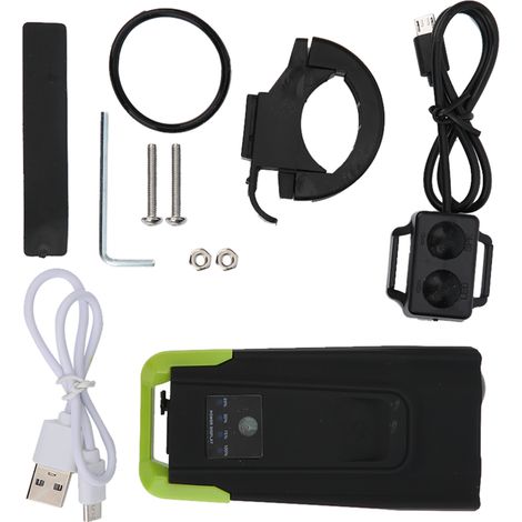 Feu avant vélo T6 double perles, phare VTT rechargeable, corne lumineuse cyclisme, équipement de vélo (1/5)