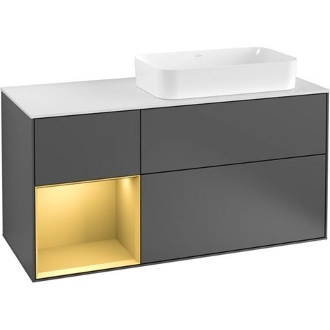 V&B Waschtischunterschrank Wandbeleuchtung Finion 120cm, Pl w m, Reg li gol m, Anthrac. m (1/2)