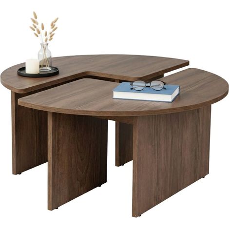 Dmora - Tavolino da salotto Tairn, Tavolo basso da caffè, Portariviste per divano, Ripiano da soggiorno, 90x90 h41 cm, Noce