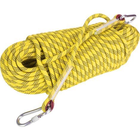 Cuerda de escalada para exteriores de 30 m, cuerda de seguridad y supervivencia de 12 mm de diámetro (amarilla) (1/5)