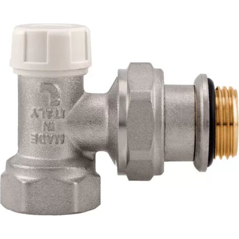 Schläfer 0927500 accessori - Valvola Detentore ad Angolo 1/2 pollice per Termosifoni, Valvola Universale del Calorifero e Termoarredo con Attacco standard (DN15) in Ottone Nichelato (1/5)