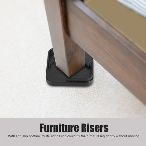 Ensemble de 8 patins antidérapants pour pieds de meubles (noir) pour table, bureau, lit, canapé et chaises (1/5)