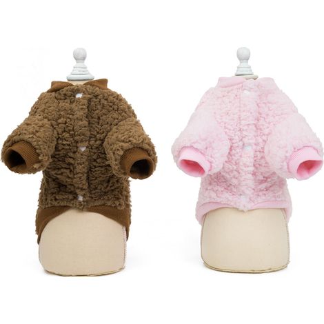 2 pièces vêtement chien chat, pull et manteau hiver en coton, taille S à XL, pour chiot ou félin de petite à moyenne taille (1/5)