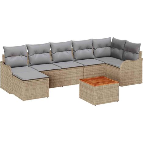 Garden Sofa Set with Cushion 8 pcs Beige Poly Rattan vidaXL (1/5)