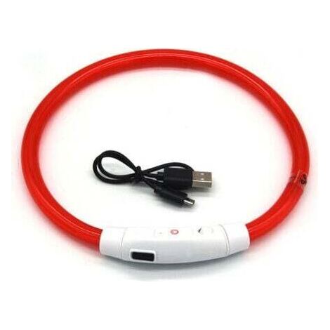 Rouge , LED Collier Lumineux Chien Rechargeable et Longueur Ajustable, Collier Chien Lumineux avec 3 Modes d'éclairage , Imperméable Collier Lumineux pour Chien Chat Petit Moyen Grand (1/5)