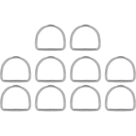 Lot de 10 anneaux en D en acier inoxydable 316, 3 mm, soudés sans soudure, demi-ronds, accessoires pour planches de surf et kayaks, 25 x 22 x 3 mm