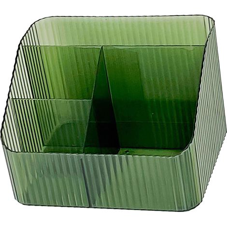 Boîte de rangement de bureau trapézoïdale en plastique PP pour pinceaux de maquillage, 4 compartiments, verte (1/5)
