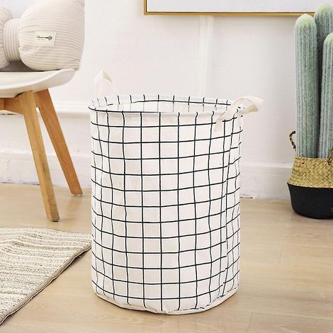 Grand panier à linge rond pliable blanc (1 pièce) (1/3)